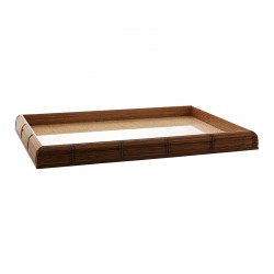Bandeja 45,5cm Por 30cm Por 4cm Madeira Bambu Com Sisal Natural